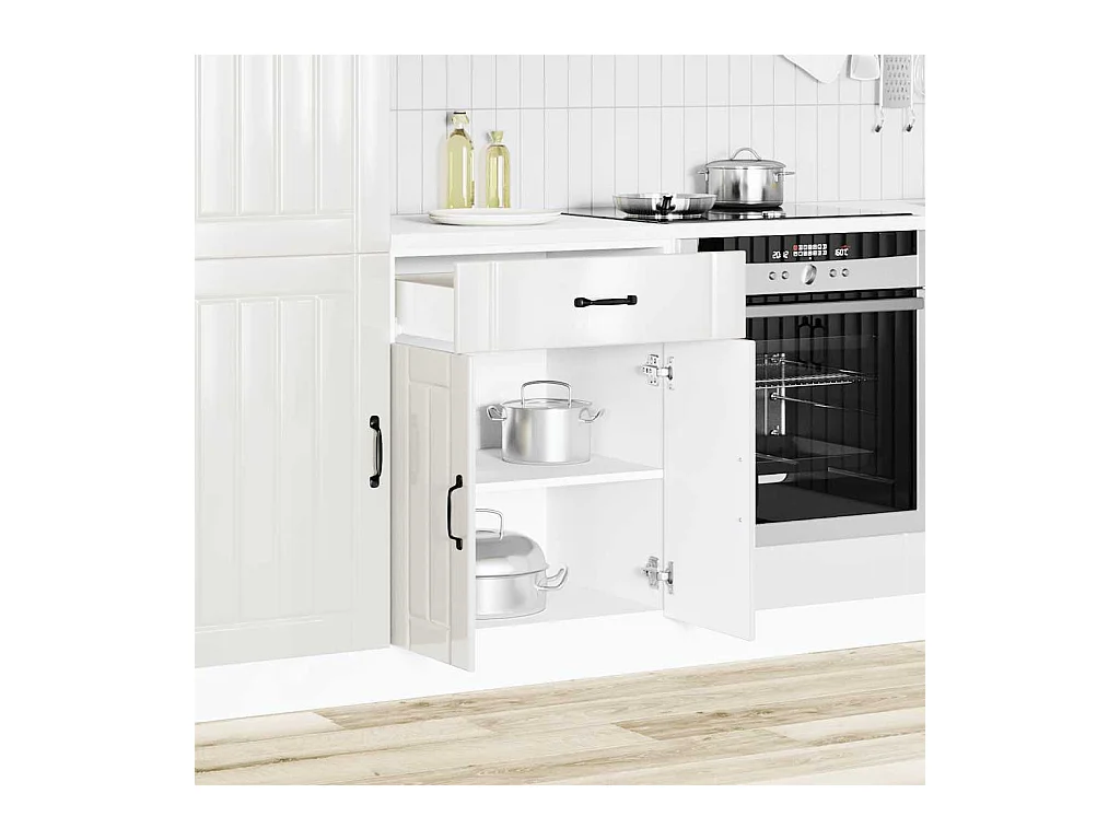 Mobile da cucina in legno ingegnerizzato bianco lucido