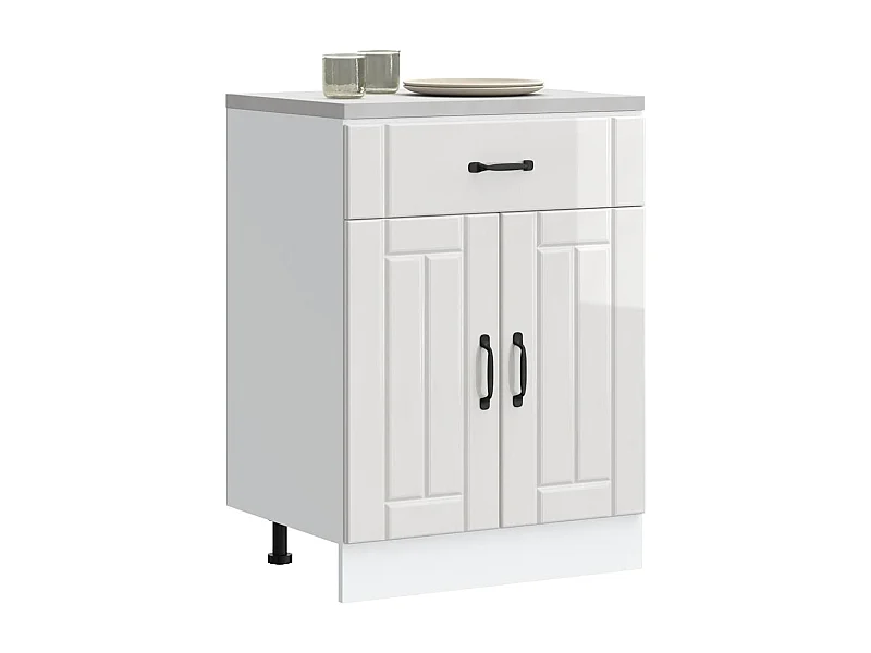 Armoire de cuisine blanc brillant bois ingénierie