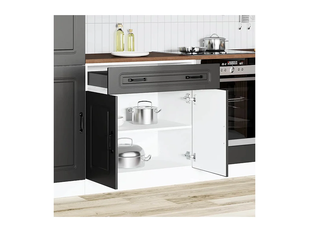 Mobile da cucina in legno ingegnerizzato nero