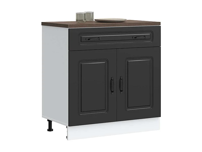 Armoire de cuisine noir bois d'ingénierie