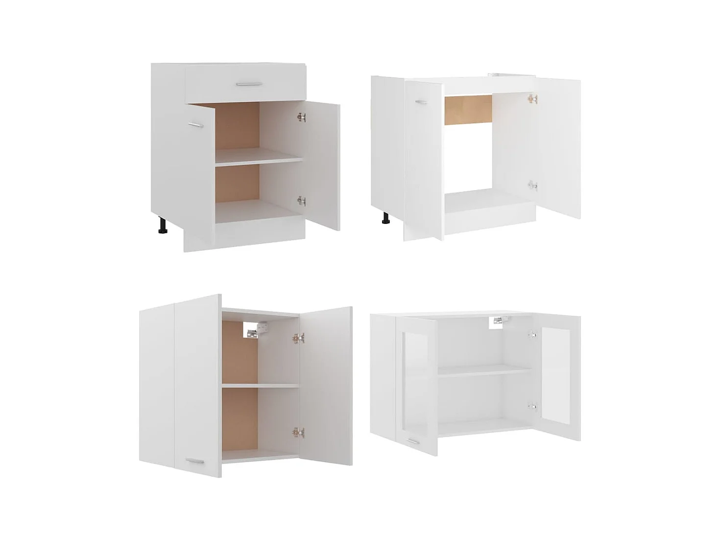 Ensemble de meubles de cuisine 4 pcs Blanc Bois d'ingénierie
