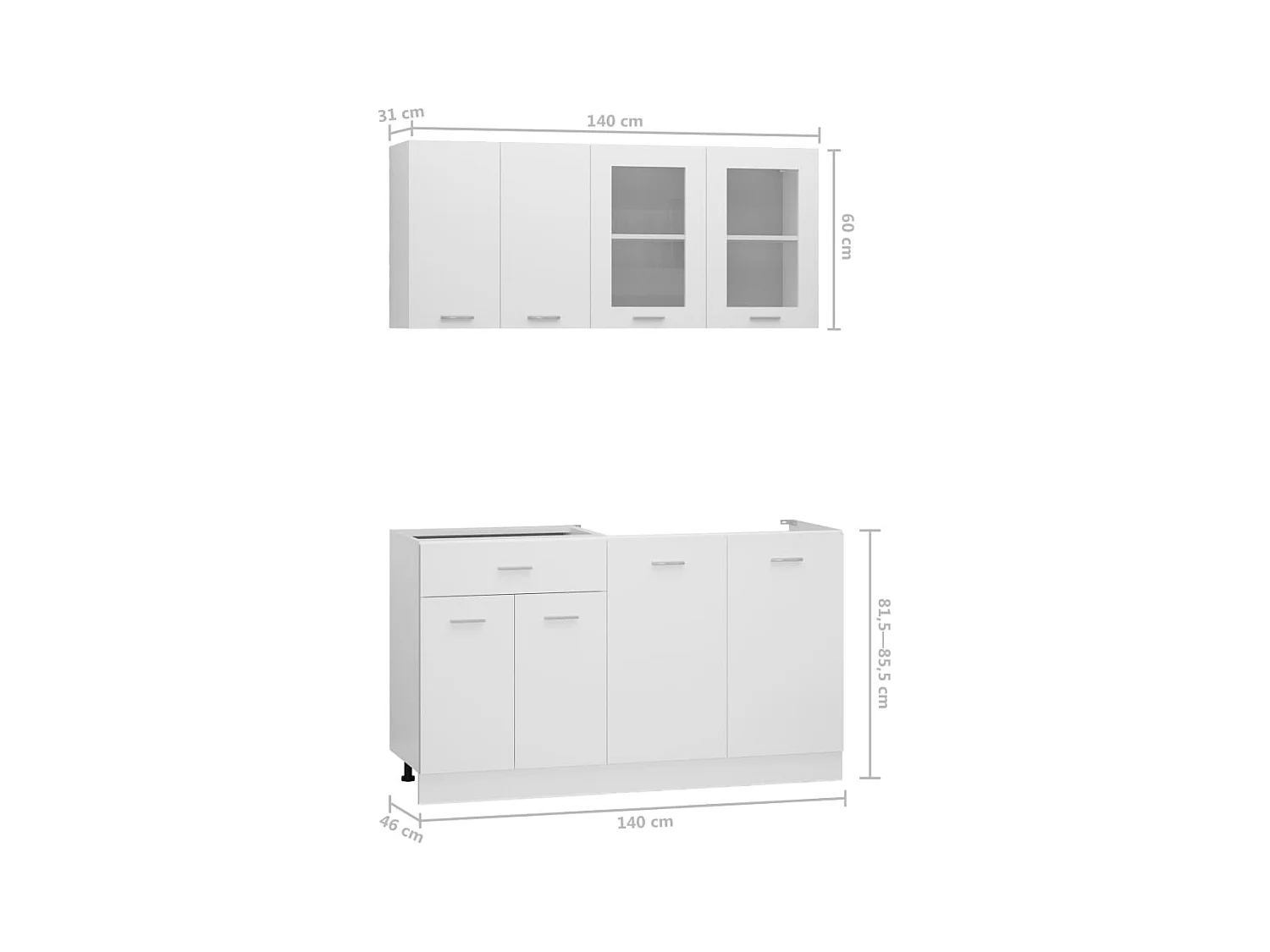 Ensemble de meubles de cuisine 4 pcs Blanc Bois d'ingénierie