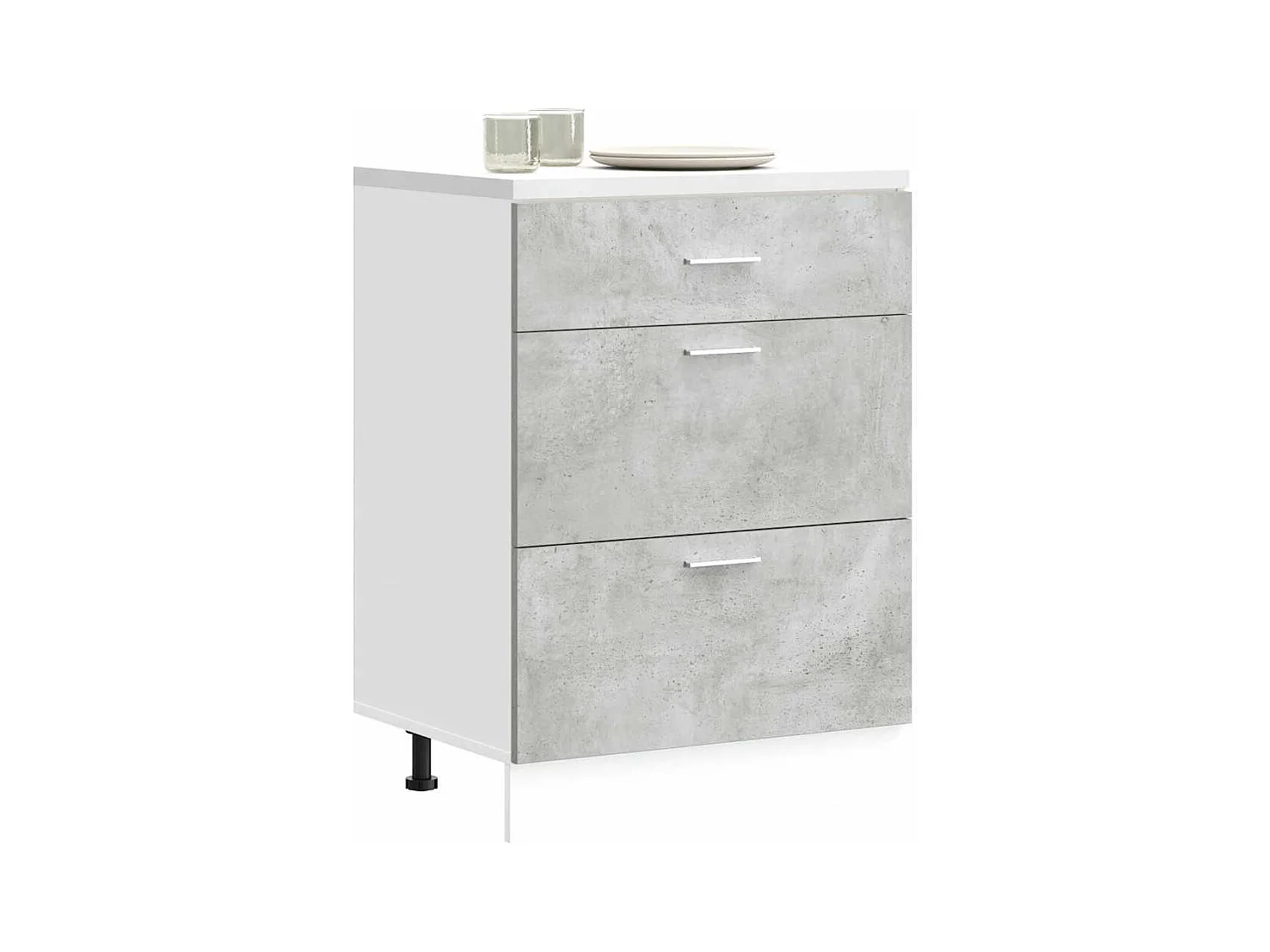 Armoire de cuisine gris béton bois d'ingénierie