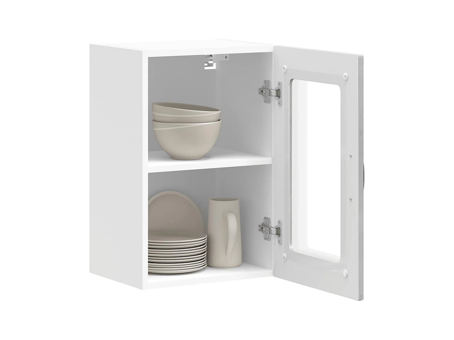 Armoire murale de cuisine avec porte en verre gris béton