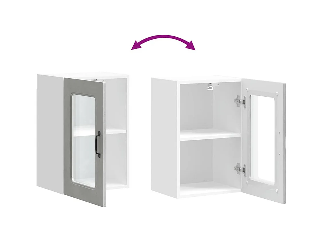 Armoire murale de cuisine avec porte en verre gris béton