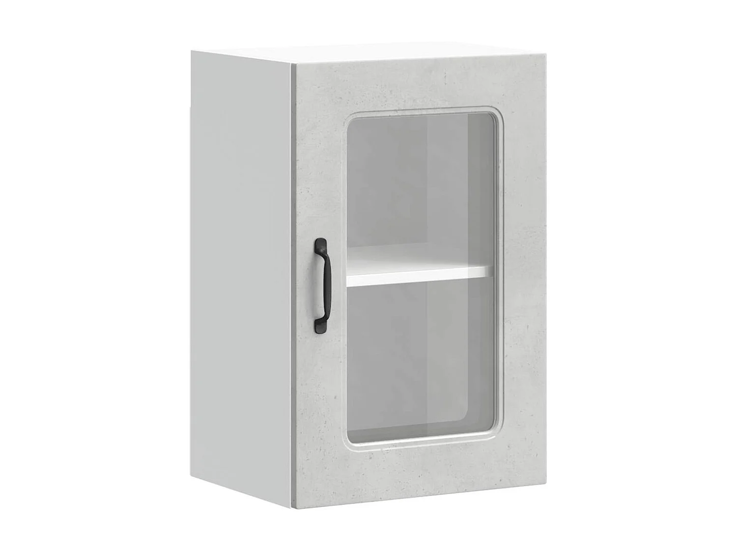 Armoire murale de cuisine avec porte en verre gris béton