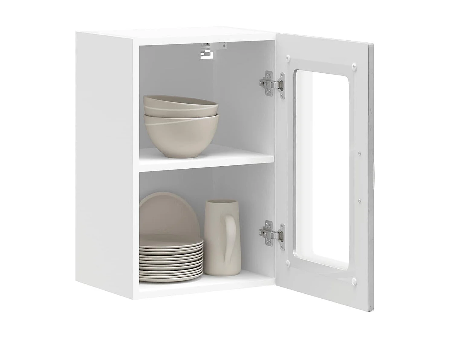 Armoire murale de cuisine avec porte en verre gris béton