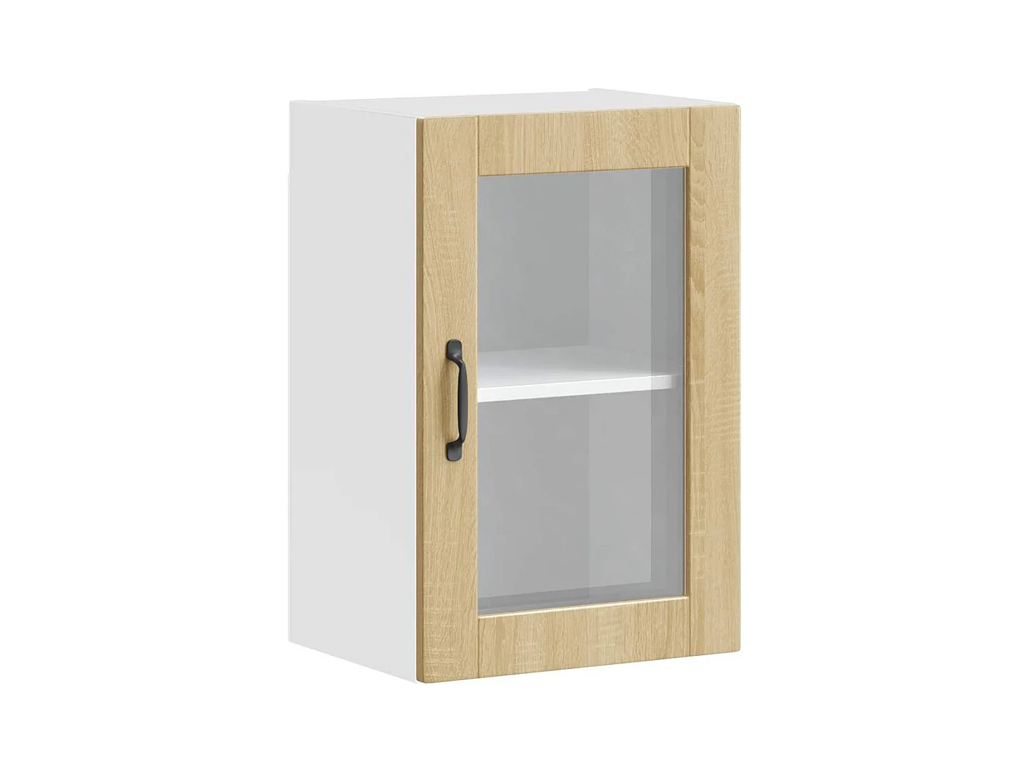 Armario de cocina de pared de roble Sonoma y puerta de vidrio