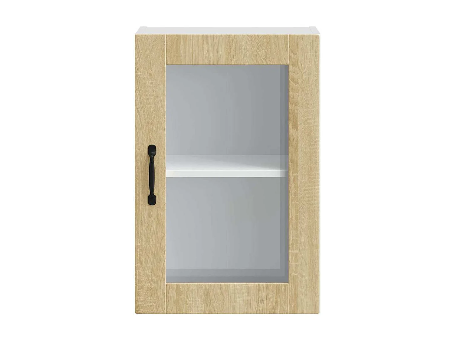 Armario de cocina de pared de roble Sonoma y puerta de vidrio