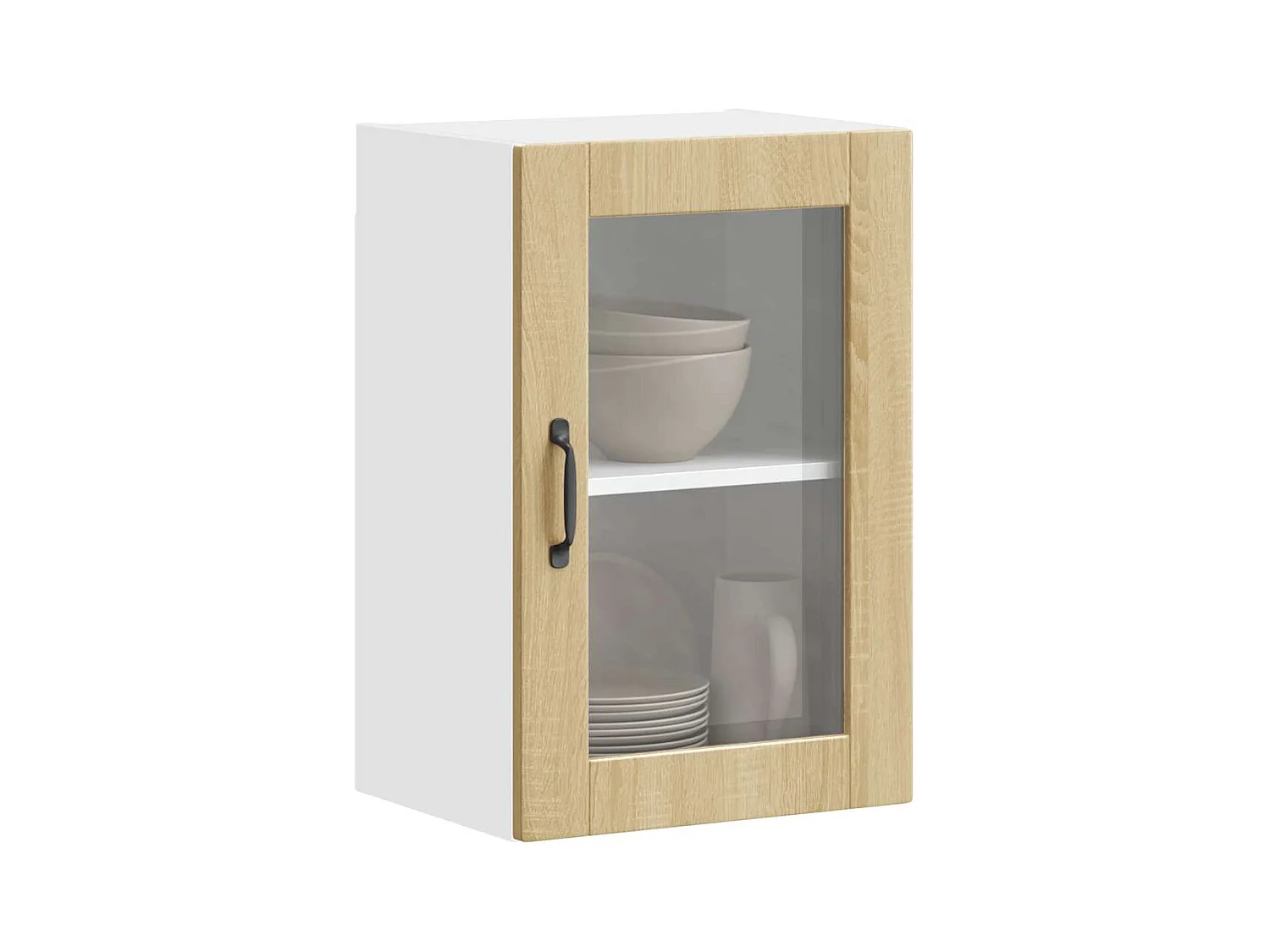 Armoire murale de cuisine et porte en verre chêne sonoma