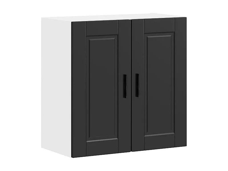 zwarte keukenwandkast van bewerkt hout