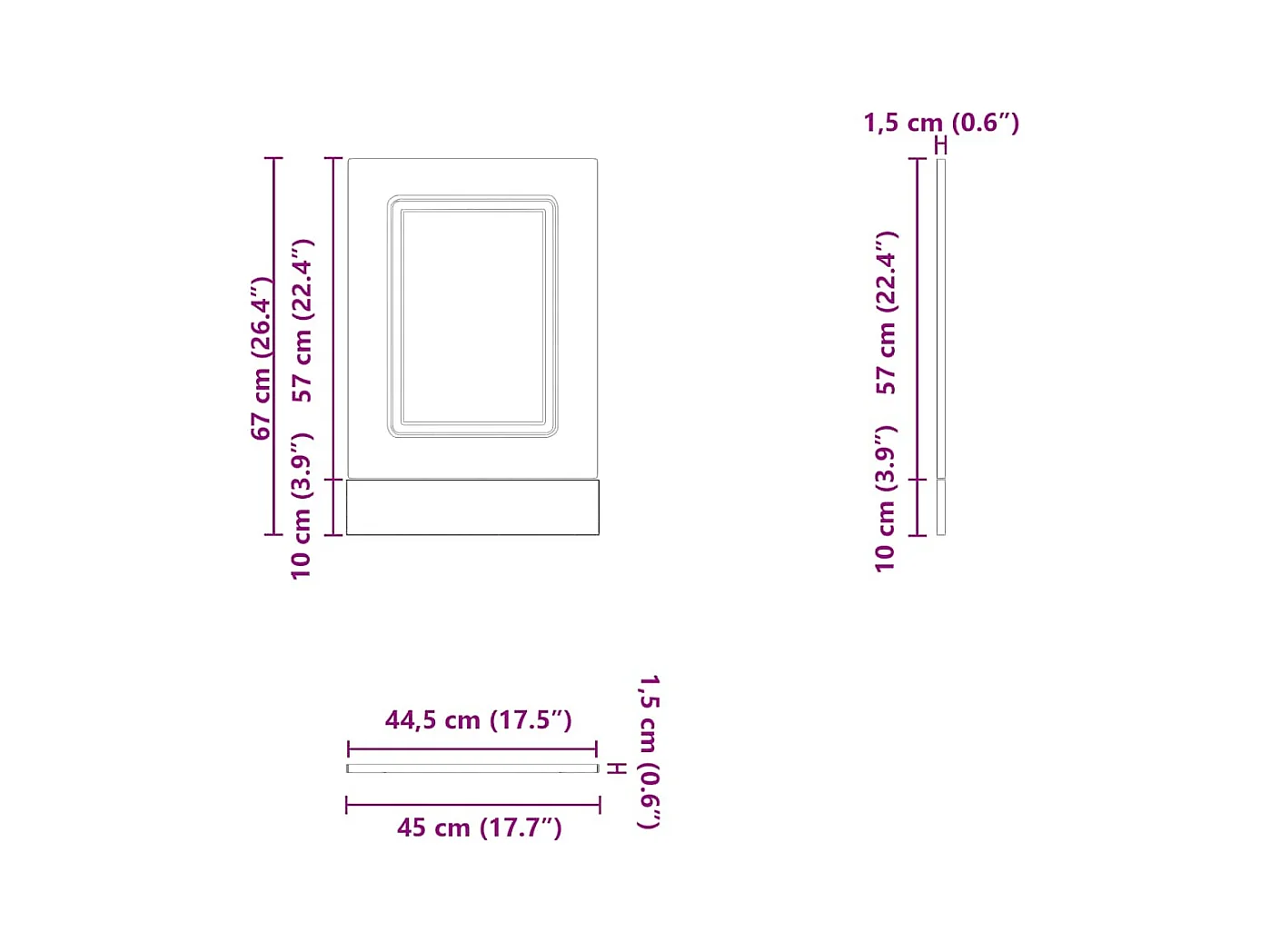 Pannello lavastoviglie bianco 45x1,5x67 cm