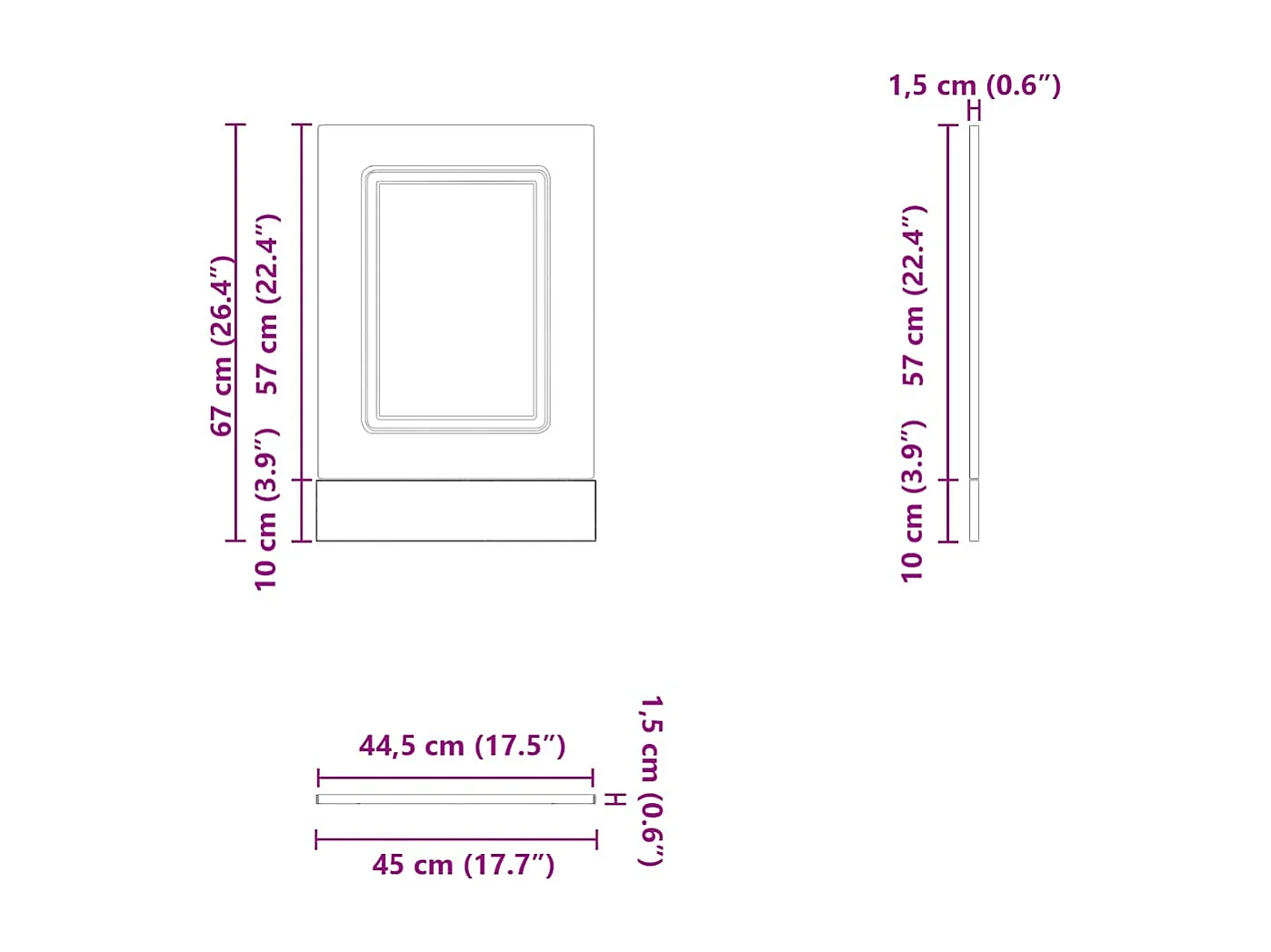 Panneau de lave-vaisselle blanc 45x1,5x67 cm