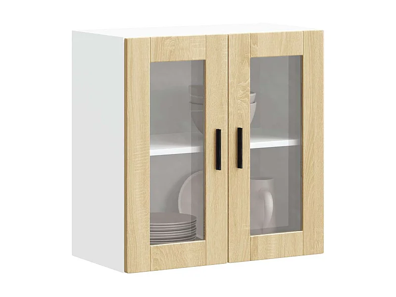 Armoire murale de cuisine et porte en verre chêne sonoma