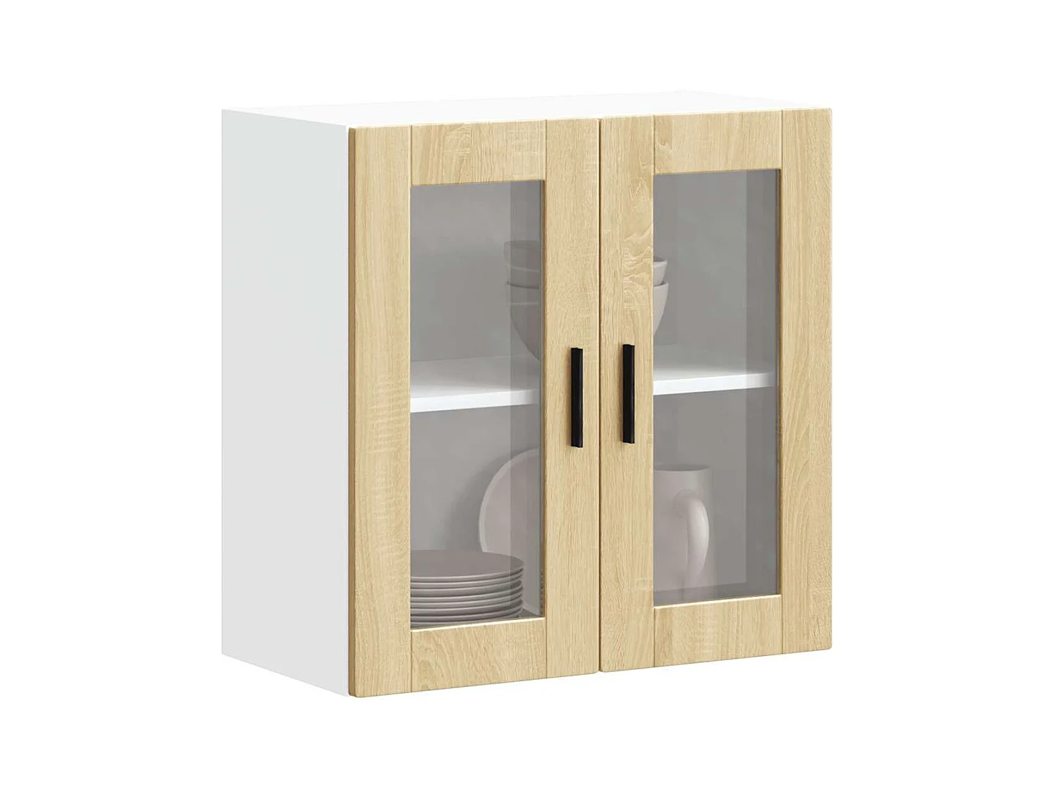 Armoire murale de cuisine et porte en verre chêne sonoma