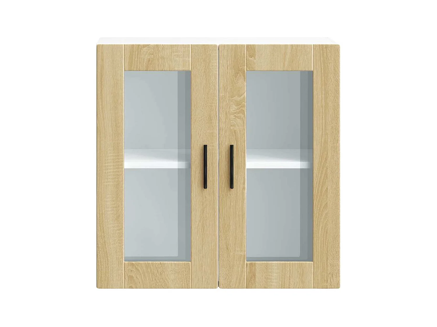 Armoire murale de cuisine et porte en verre chêne sonoma