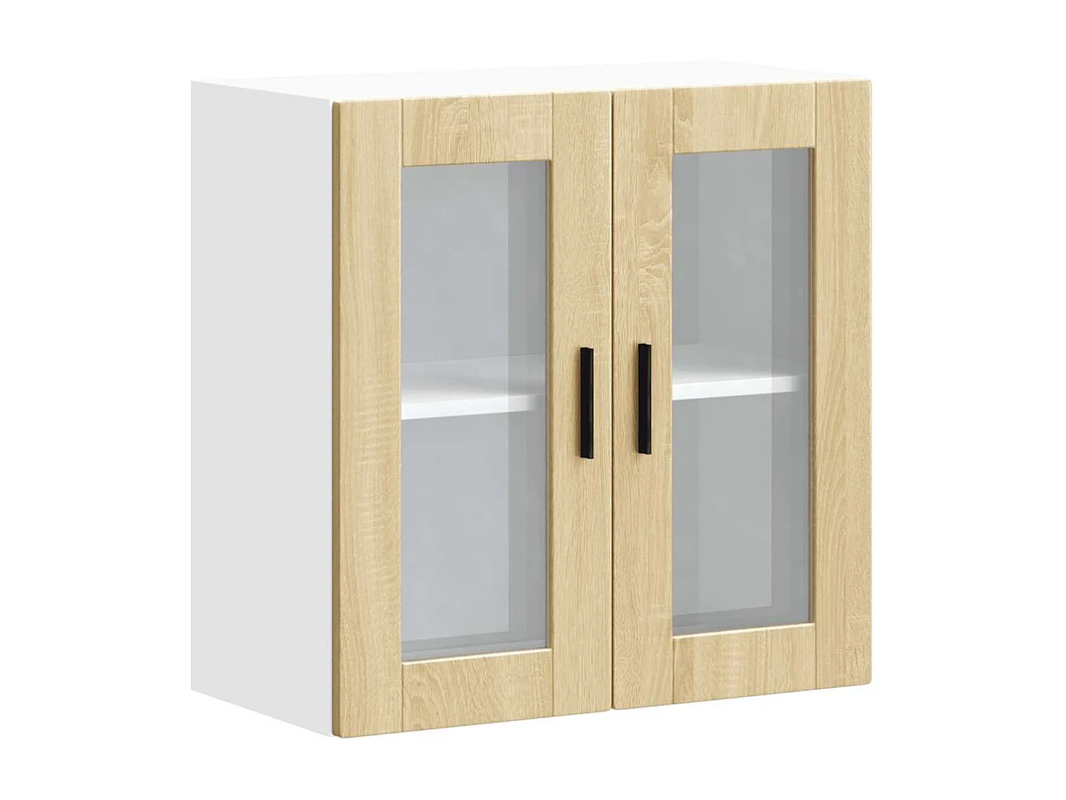 Armoire murale de cuisine et porte en verre chêne sonoma