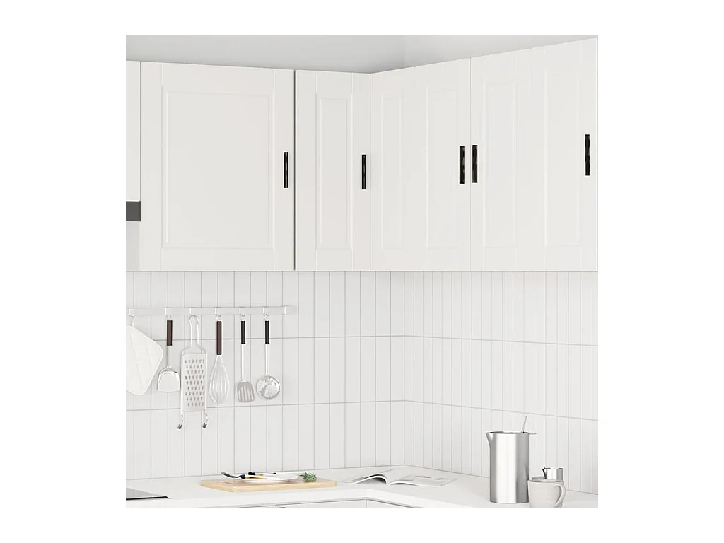 Armario de cocina de esquina de pared de madera de ingeniería blanca Porto