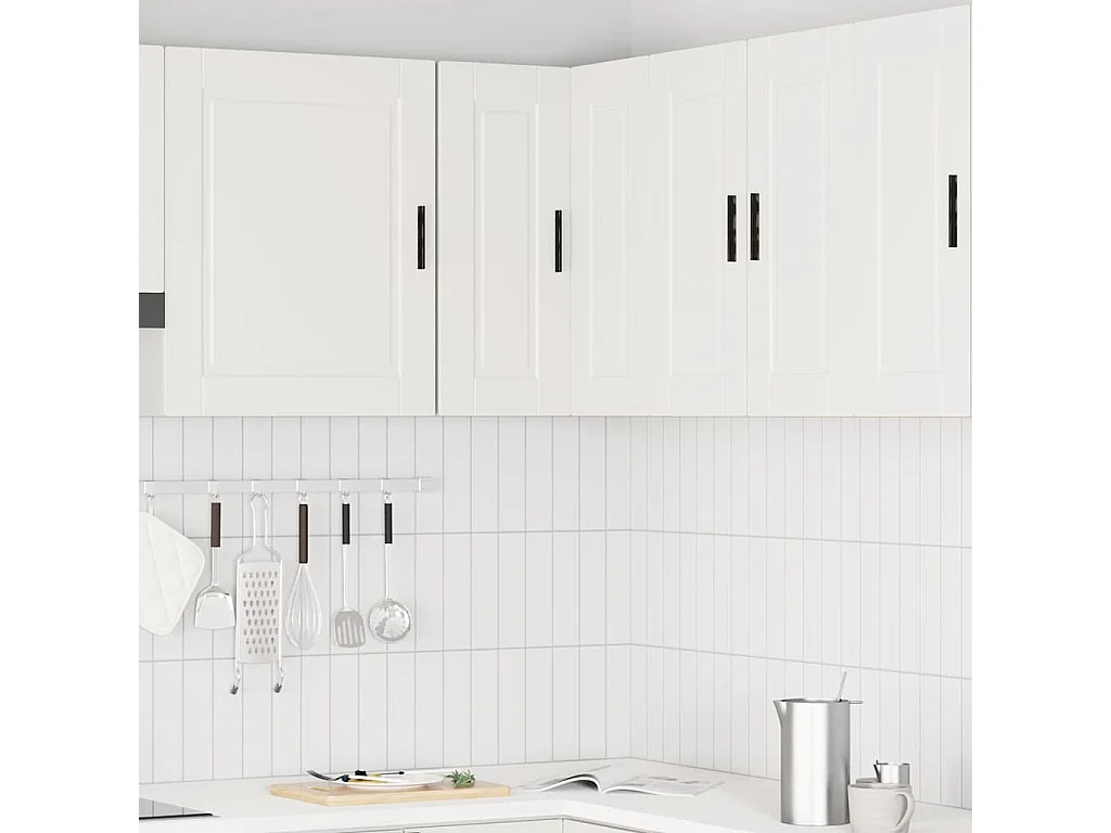 Armoire d'angle murale de cuisine blanc bois d'ingénierie