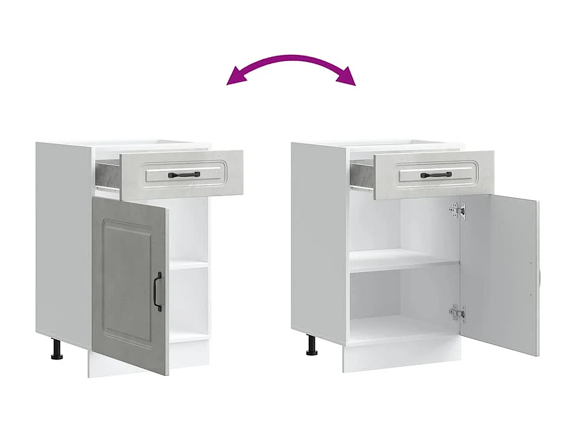 Armoire de cuisine gris béton bois d'ingénierie