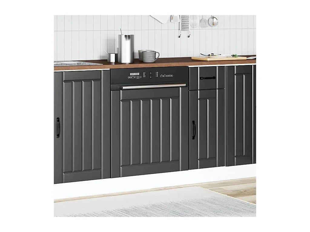 Pannello per lavastoviglie in legno ingegnerizzato nero Lucca