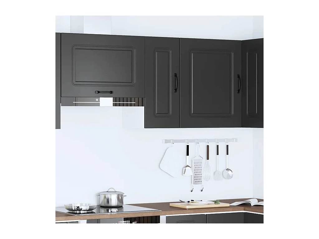 Armoire murale de cuisine noir bois d'ingénierie