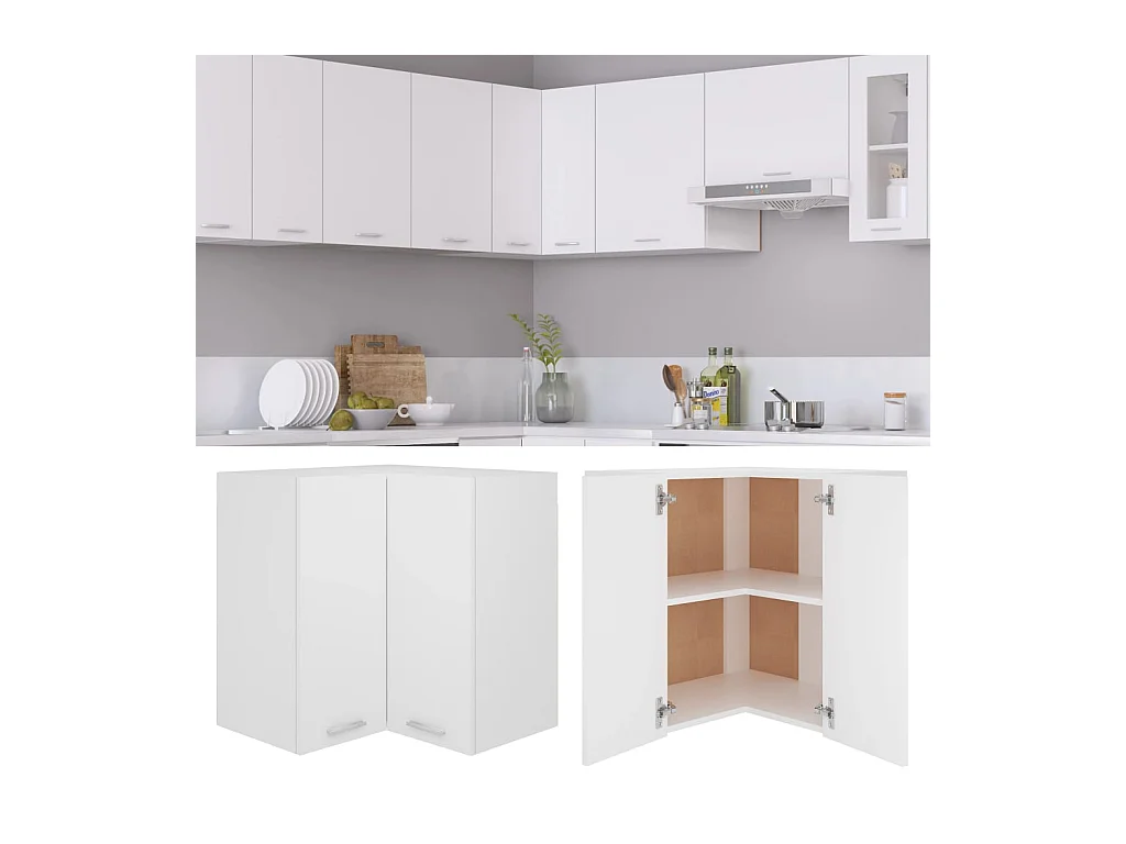 Witte 57x57x60 cm Houten Hanghoekkast