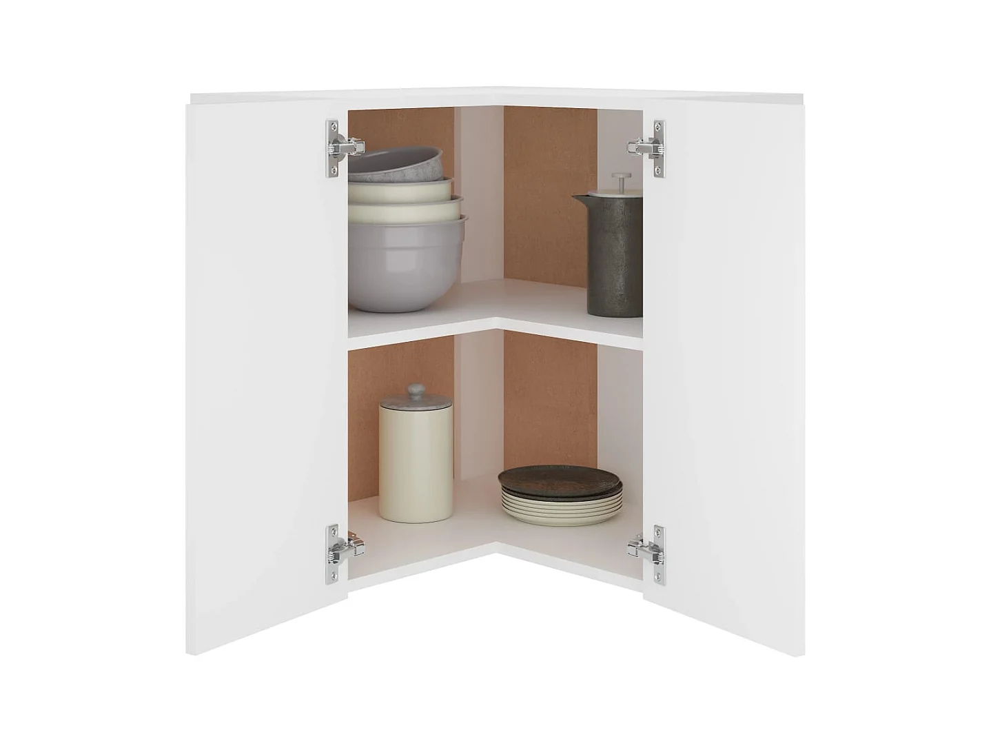 Witte 57x57x60 cm Houten Hanghoekkast