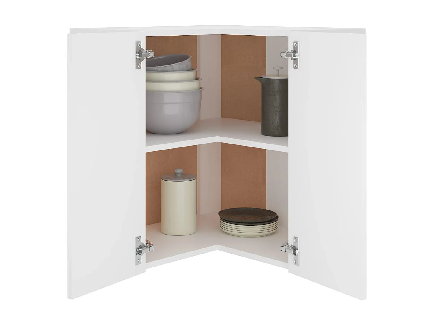 Mobiletto angolare sospeso in legno bianco 57x57x60 cm