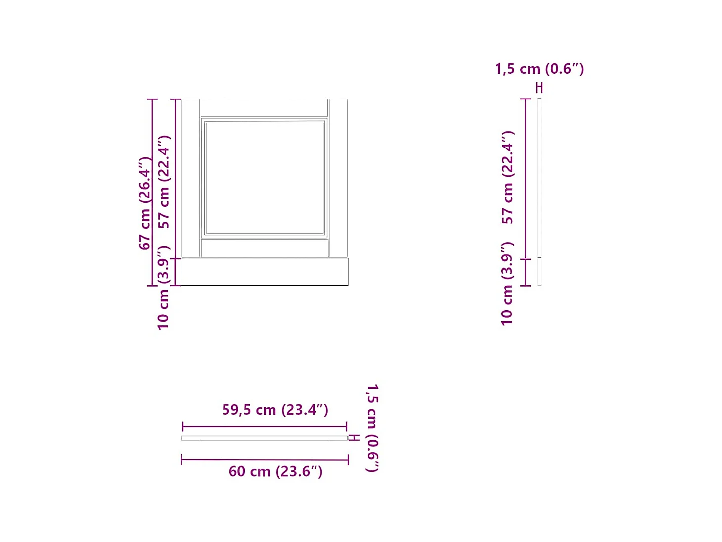 Pannello lavastoviglie Sonoma grigio 60x1,5x67 cm
