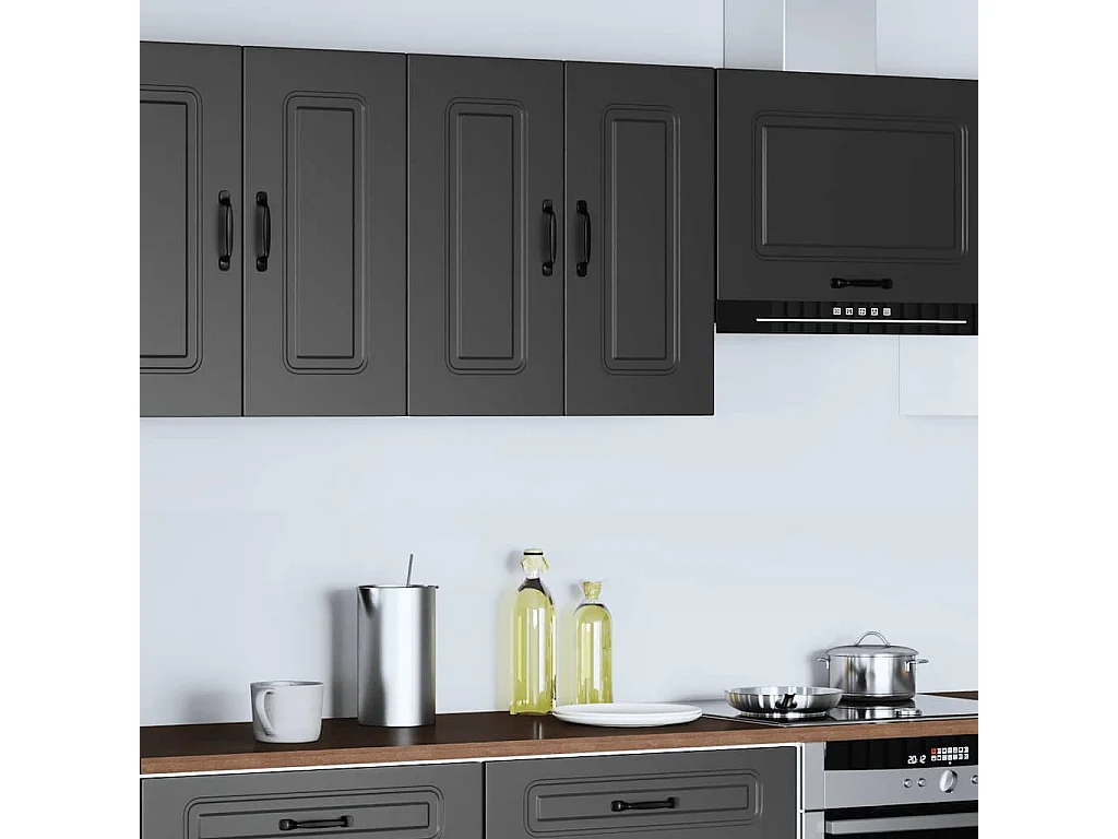 Armoire murale de cuisine noir bois d'ingénierie