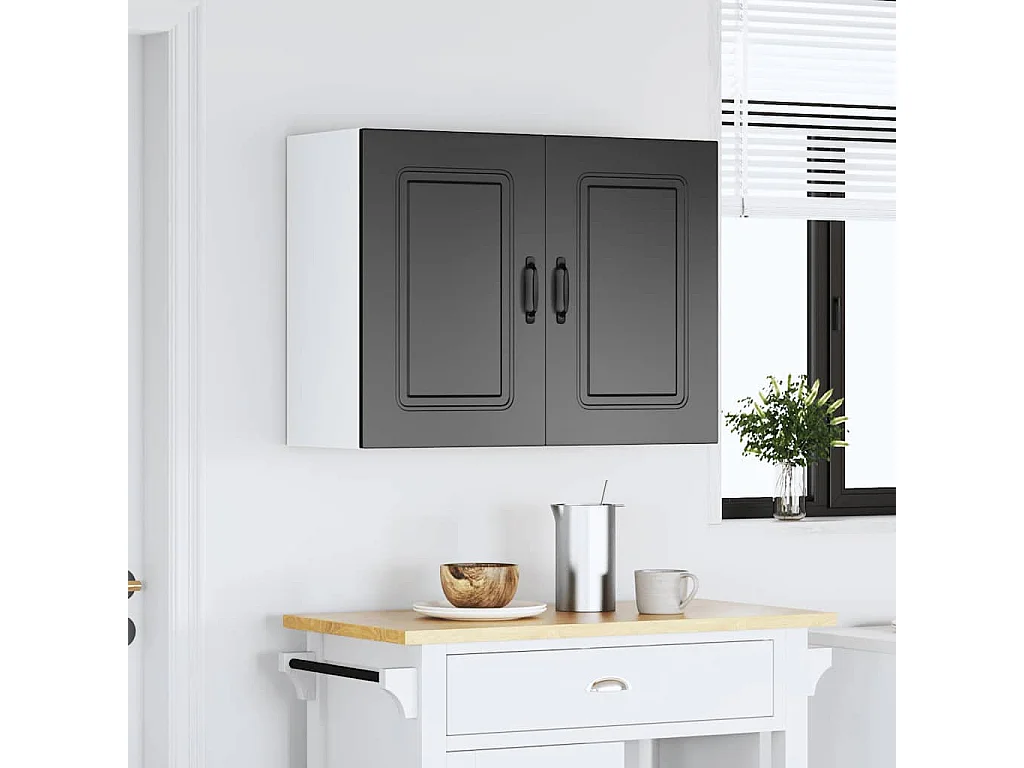 Armoire murale de cuisine noir bois d'ingénierie