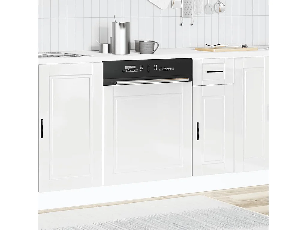 Panneau de lave-vaisselle blanc brillant 60x1,5x67 cm