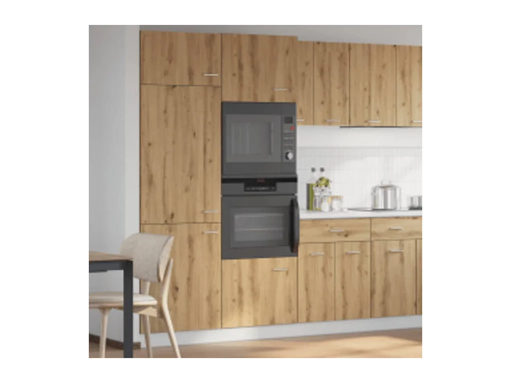 Mobile microonde "Lyon", rovere lavorato a mano, 60x57x207 cm