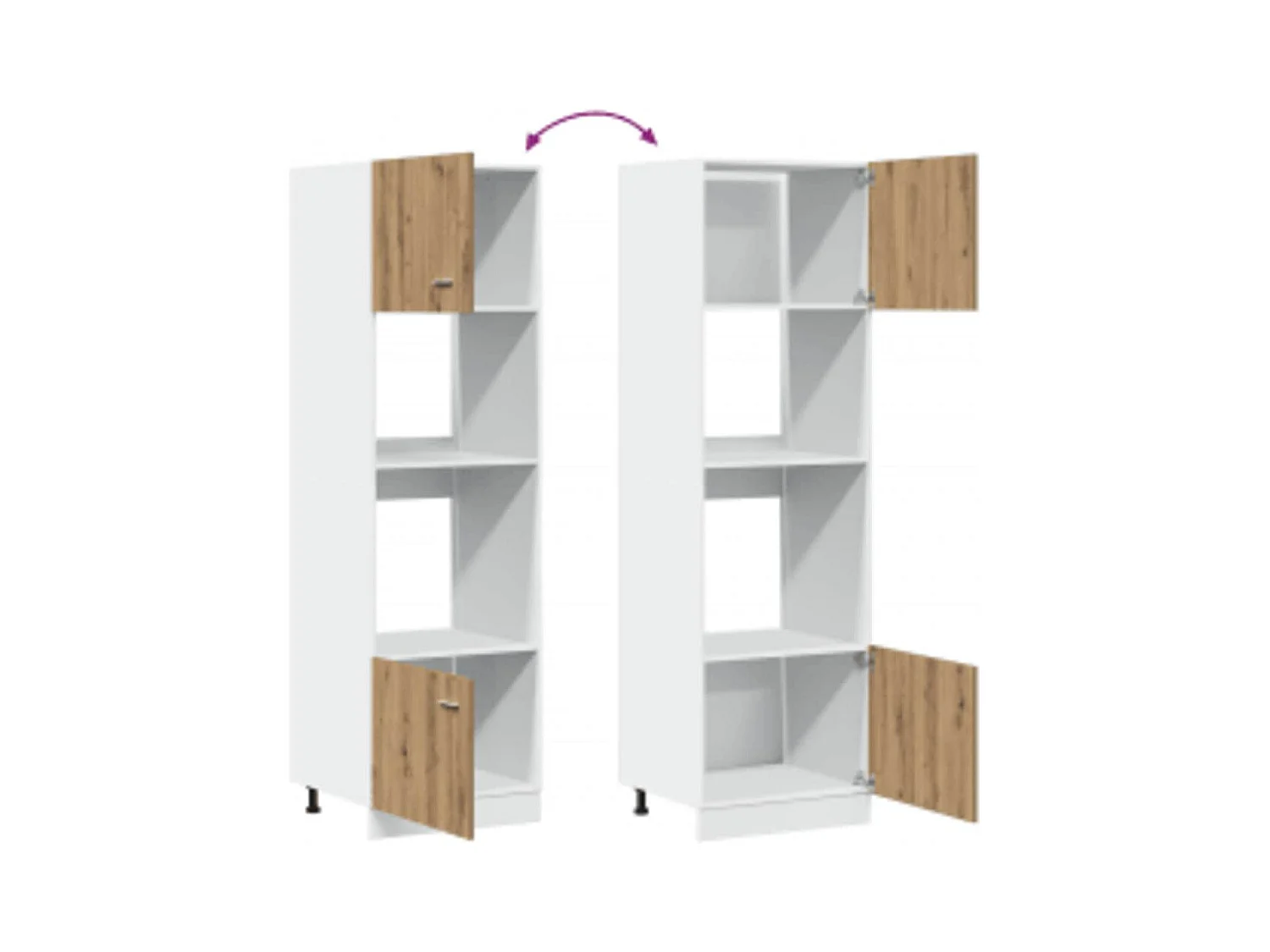 Mobile microonde "Lyon", rovere lavorato a mano, 60x57x207 cm
