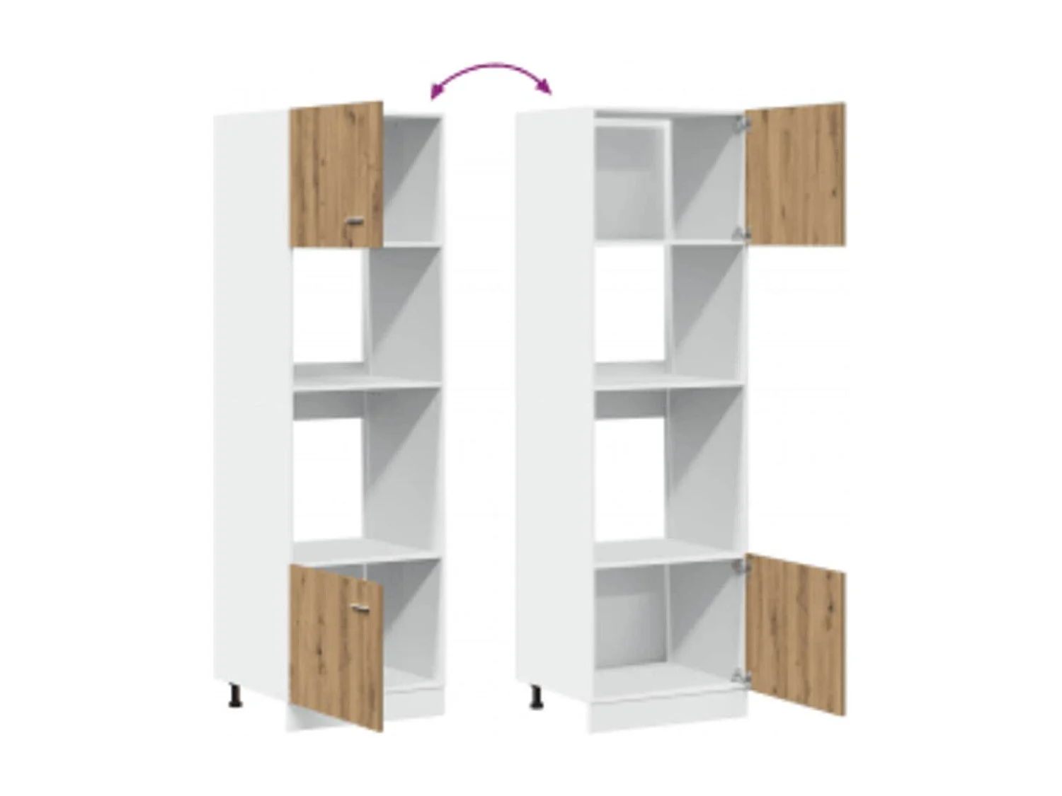 Mueble para microondas "Lyon", roble artesanal, 60x57x207 cm