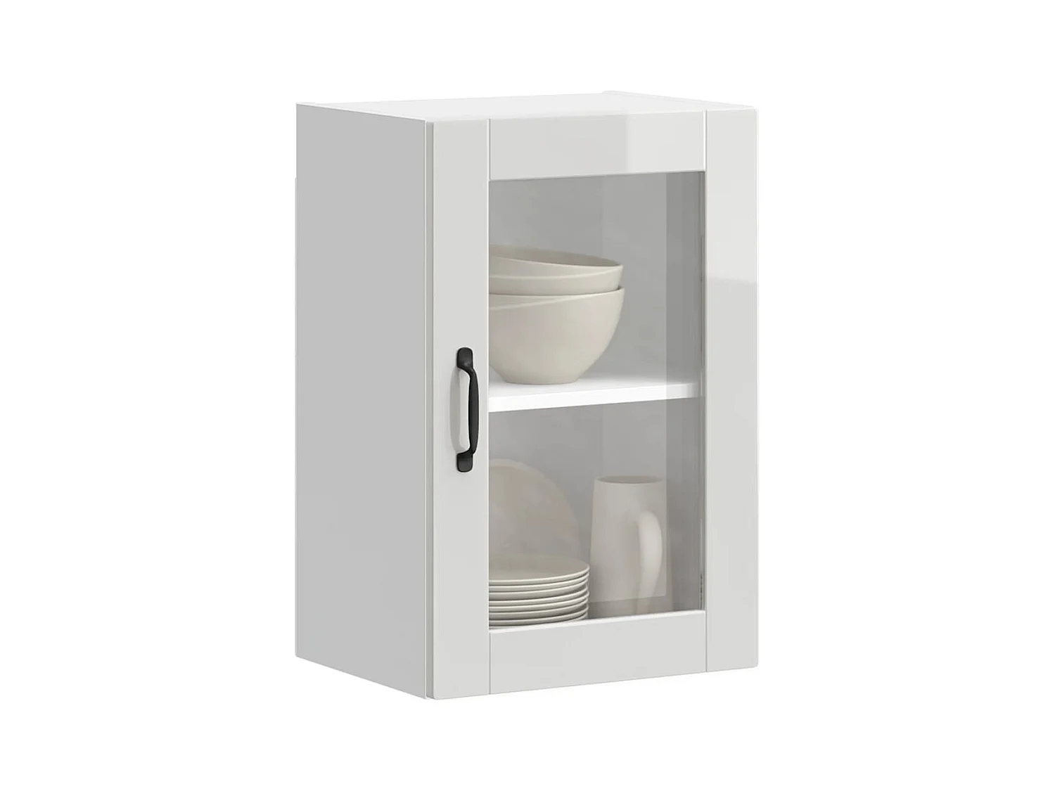 Pensile cucina con anta in vetro bianco lucido