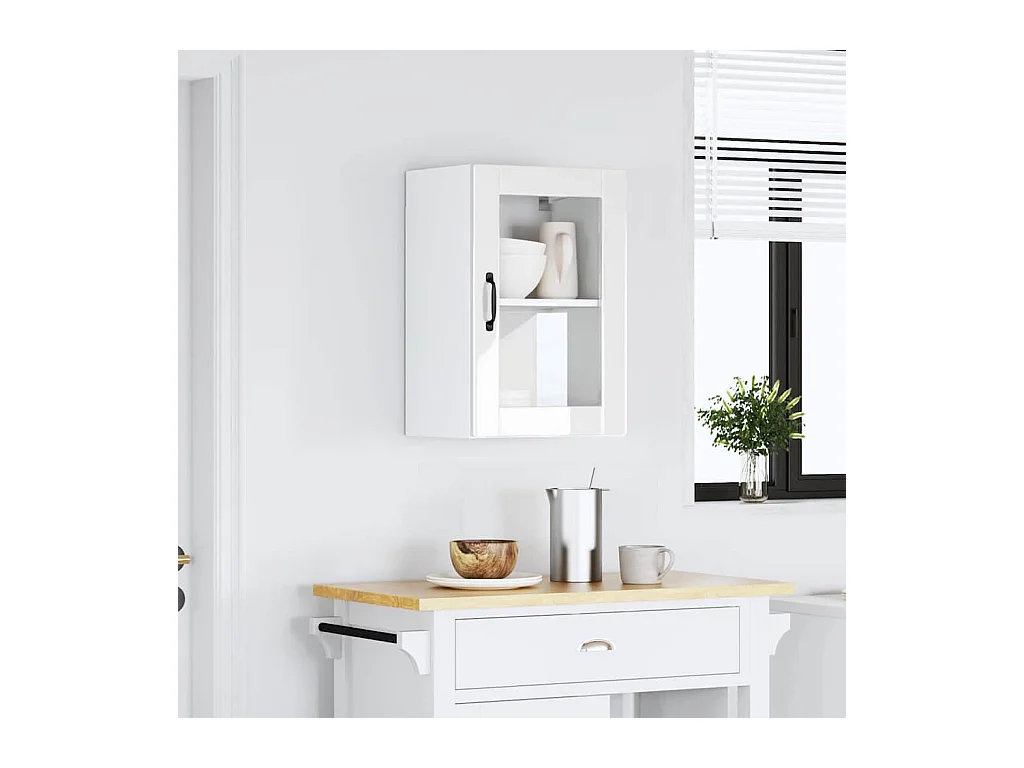 Pensile cucina con anta in vetro bianco lucido