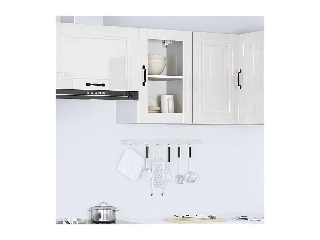 Pensile cucina con anta in vetro bianco lucido