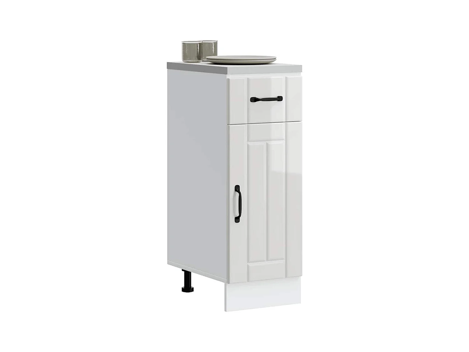 Armoire de cuisine blanc brillant bois ingénierie