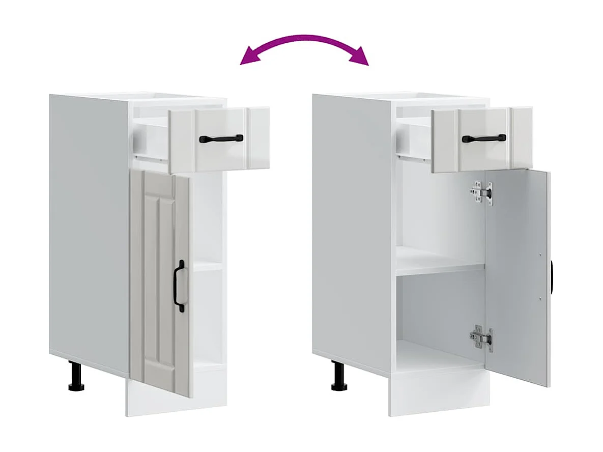 Armoire de cuisine blanc brillant bois ingénierie