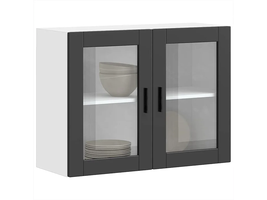 Armoire murale de cuisine avec porte en verre noir