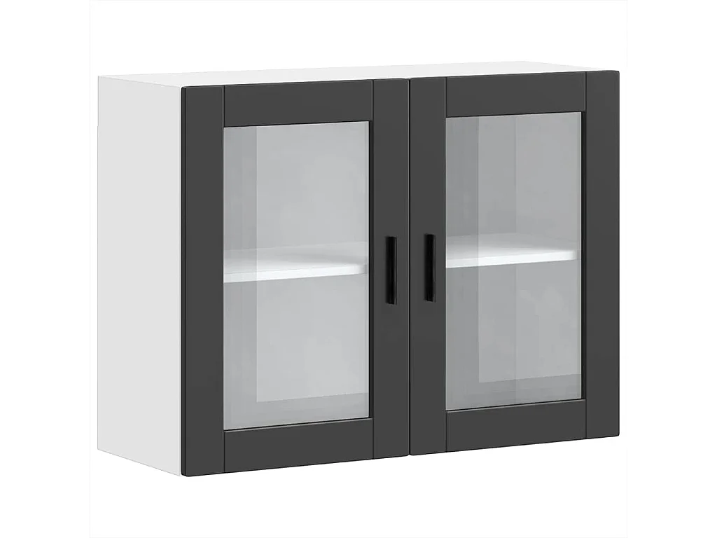 Armoire murale de cuisine avec porte en verre noir