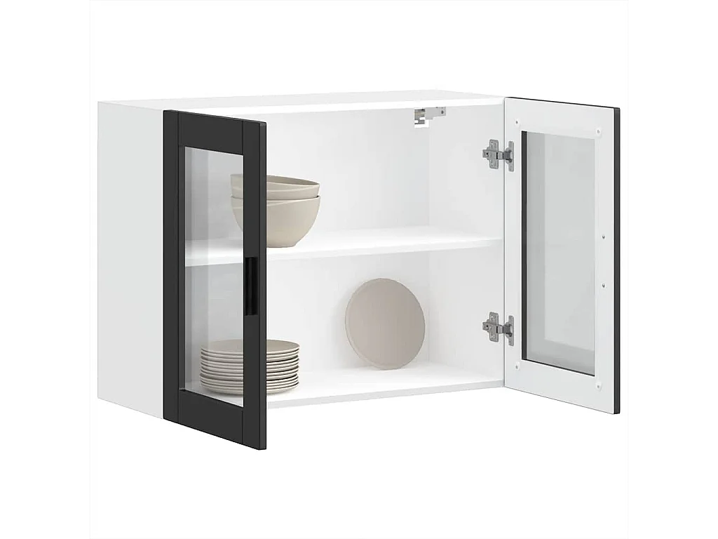 Armoire murale de cuisine avec porte en verre noir