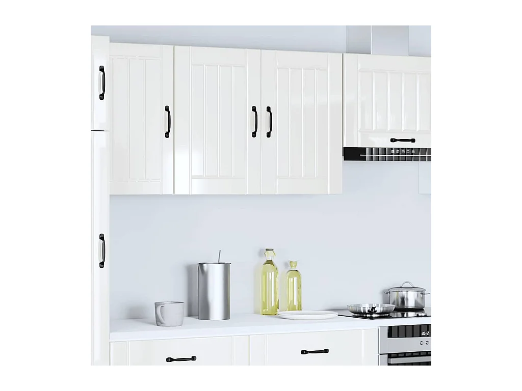 Mobile pensile da cucina in legno ingegnerizzato bianco lucido