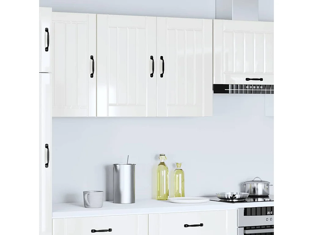 Mobile pensile da cucina in legno ingegnerizzato bianco lucido