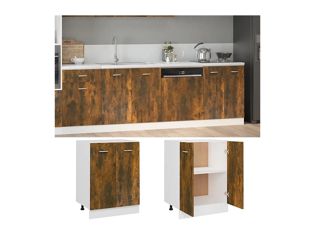 Armoire de plancher Chêne fumé 60x46x81,5 cm