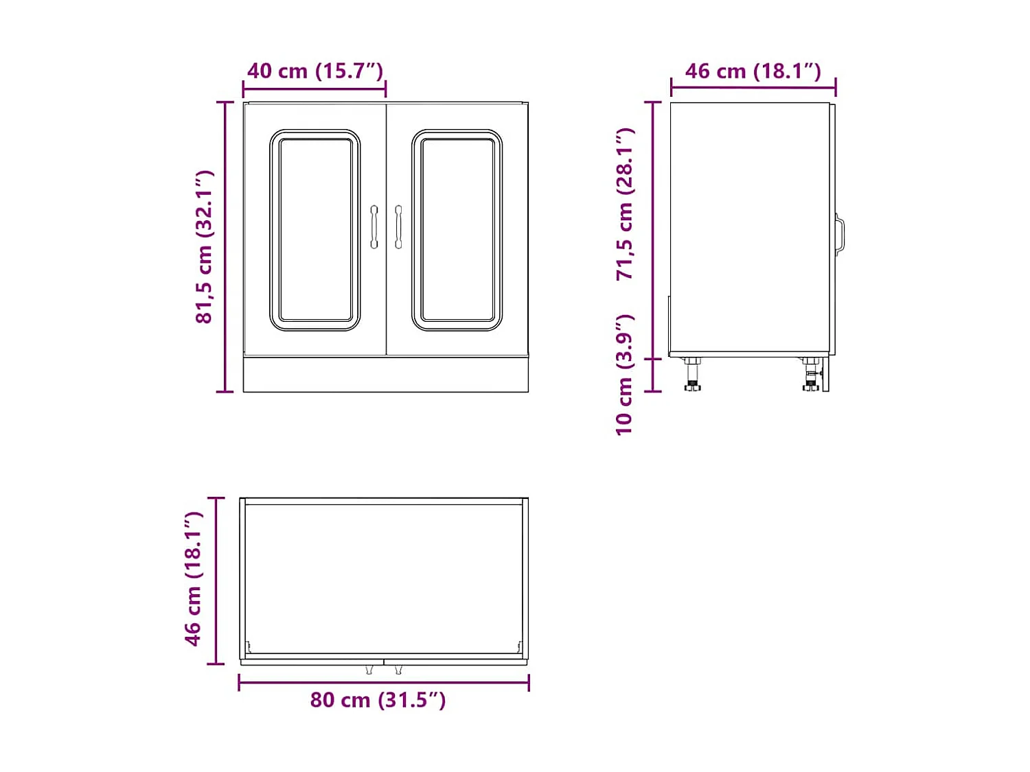 Meuble bas pour évier blanc 80x46x81,5cm bois ingénierie