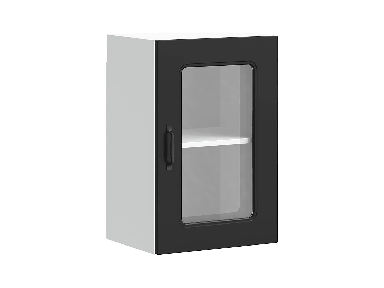 Pensile da cucina nero con anta in vetro