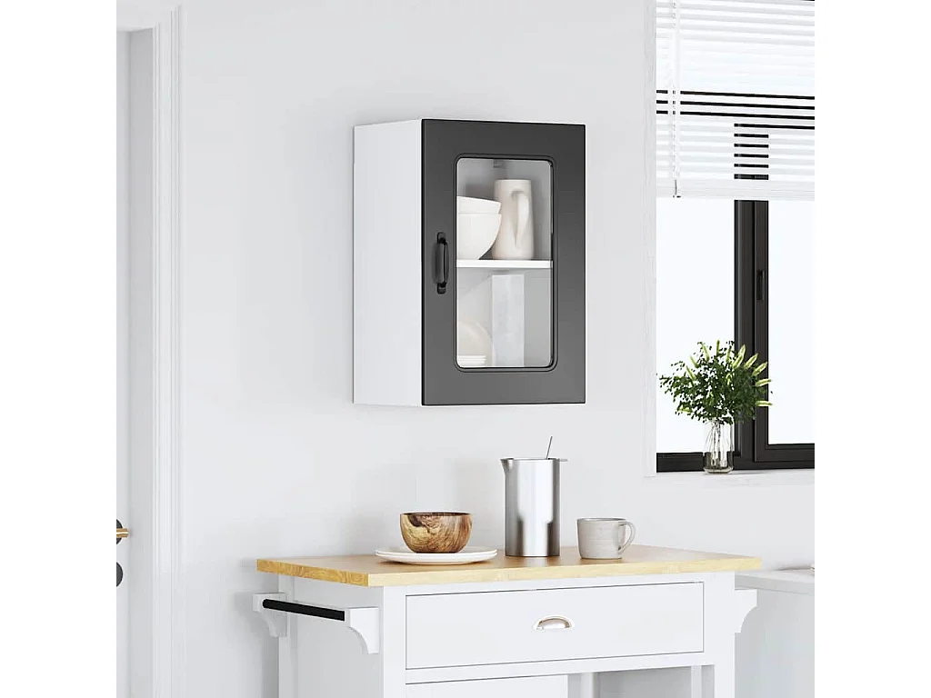 Armoire murale de cuisine avec porte en verre noir